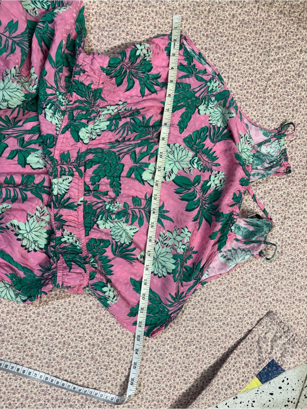 LOFT Pink Maxi Dress with Green Leaf Print - Picture 6 of 7